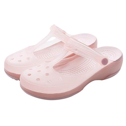 新款护士洞洞鞋女孕妇包头凉鞋夏防滑厚底果冻沙滩鞋外穿软底拖鞋