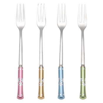 Guofeng color diamond fruit fork 304 stainless steel exquisite cute dessert fork fruit sign household fruit fork moon cake fork