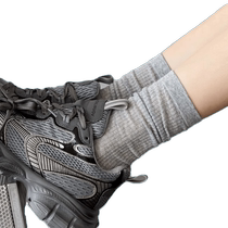 Gray boneless pile socks for women summer thin mid-calf socks paired with dad shoes pure cotton ballet style white stockings