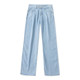 ຊັກຜ້າຝ້າຍຂາກວ້າງ jeans ພາກຮຽນ spring ແລະດູໃບໄມ້ລົ່ນຄົນອັບເດດ: ແມ່ຍິງໃຫມ່ ແອວສູງ zipper ປຸ່ມກົງບາງໆ 33362