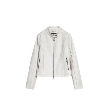 Desigual25 autumn and winter new fitted imitation suede splicing knitted stand collar long-sleeved women's jacket