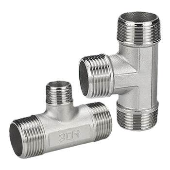 304 Stainless Steel External Thread Reducing Tee, External Thread Reducing Tee, External Thread Reducing Tee, Small and Medium Tee, 6-Point to 4-Point Conversion