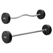 Commercial fixed barbell set barbell rack round head non-loose curved barbell gym all-in-one rubber-coated barbell