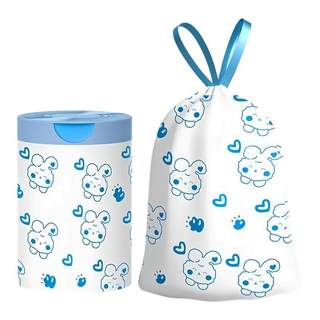 Мусорные пакеты с завязками Blue Heart Rabbit, утолщенные, не оставляющие пятен, легко открывать и закрывать, с милым мультяшным дизайном, бытовые пластиковые пакеты для ручной утилизации.