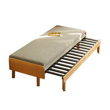 Solid wood telescopic sofa bed for both sitting and lying Solid wood telescopic sofa bed for both sitting and lying