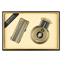 GUEVARA cigar tool two-piece set windproof lighter sharp V-blade cigar scissors high-end mens gift