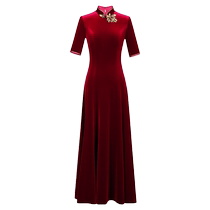 Minglan Shijia Xi mother-in-law wedding banquet dress wedding mother dress female noble new Chinese style cheongsam collar dress original