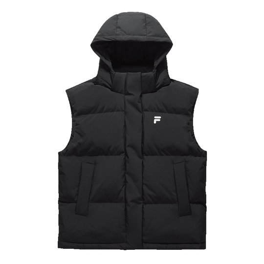 FILA FUSION斐乐潮牌女子羽绒马甲2025冬新款时尚休闲连帽外套