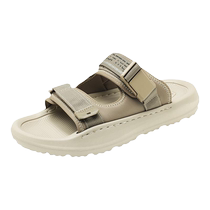 Wooden Linsen Sandals Man Wear thick soles stepping on shit and coconut cool drag dual use casual sports beach shoes W