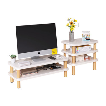 Computer monitor elevated rack and raised base
