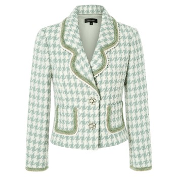 La Koradior ພາກຮຽນ spring ໃຫມ່ mint ສີຂຽວ houndstooth woolen wool jacket ຂອງແມ່ຍິງສັ້ນ