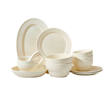 OOU dish set home 2023 new tableware cream white fruit light luxury steak dinner plate noodle bowl and chopsticks combination