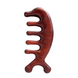 Meridian comb massage comb green sandalwood leather head men and women anti-scratch hair loss five-finger wide-tooth comb hair wooden comb