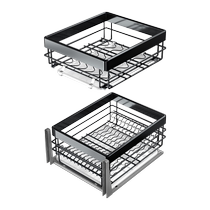 卡贝厨房橱柜盘子收纳三层小尺寸碗碟拉篮抽屉式碗筷碗盘改造碗篮