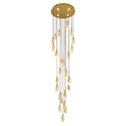 Stairwell Pendant Light, Light Luxury Crystal Loft Apartment Custom-Built House Rotating Long Pendant Light, Villa Lobby Main Lighting Fixture