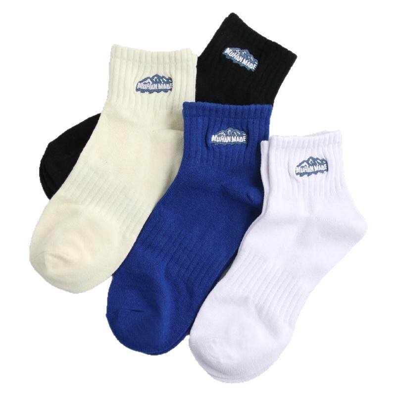 Ins men and women short socks snow mountain letter socks klein blue four seasons middle help men and women socks student sports socks