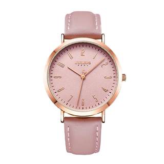 聚利时粉色手表女士大气韩版简约时尚潮流皮带石英大表盘数字女表