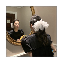 Mesh large polka dot large intestine hair tie high-end and elegant 1 pack