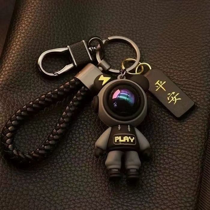 High-End Car Keychain Key Couple Card Cute Male and Female Starry Sky Keyring Bear Pendant Keychain