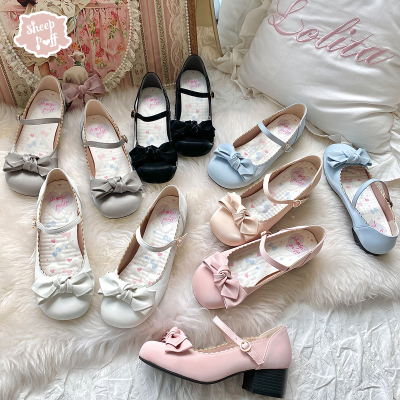 taobao agent [Deposit] Silk light is a bit round, two groups of sheep puff original lolita round head cute versatile women's shoes