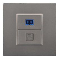 Type 86 concealed dual pass-through Gigabit network with fiber optic panel gray fiber optic Category 6 network cable computer socket
