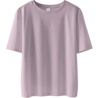 Purple short-sleeved t-shirt women 2023 summer new loose slim casual round neck solid color cotton top bottoming shirt