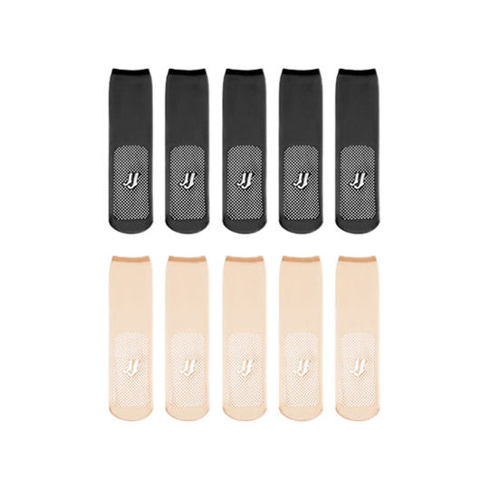 肉色短丝袜女士夏季薄款无痕防勾丝防滑棉底透明水晶丝超薄中筒袜