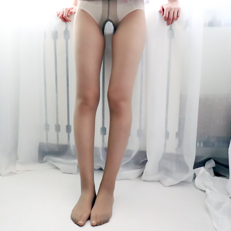 2 PCs 15D velvet crotch pants socks black skin tone gray sexy stockings delicate T crotch Hollow