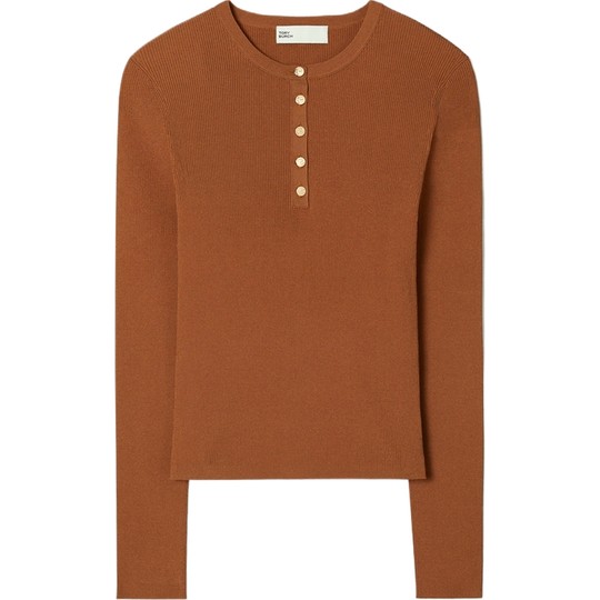 【季末礼遇】TORY BURCH 汤丽柏琦 圆领罗纹粘纤套衫打底衫162809