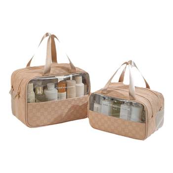 Storage light luxury makeup bag portable double-layer wet and dry separation