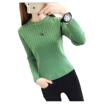 Super white knitted sweater for women half turtleneck high waist short sweater slim fit pitted bottoming shirt for short people