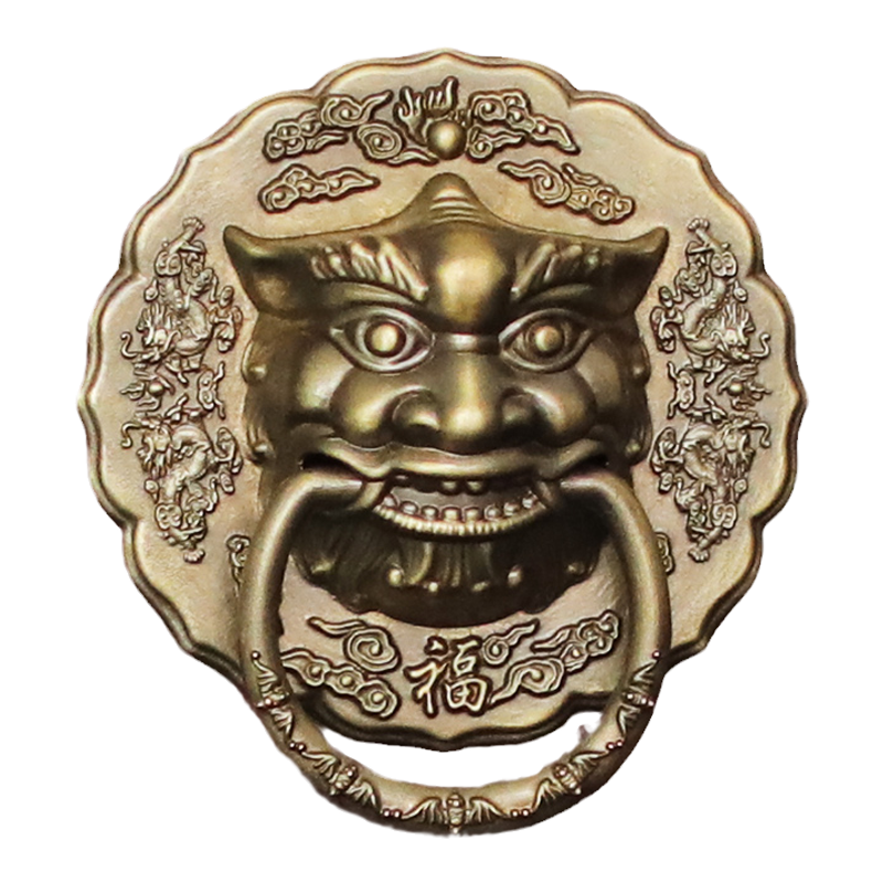 銅器 獣頭門環 獅子頭大門ノブ木戸門引環一対 装飾品 工芸品