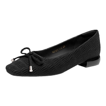 Red Dragonfly Shallow Mouth Single Shoes Womens 2024 Spring New Shoes Temperament Commuting Bow Soft Sole Slip-On Womens Shoes