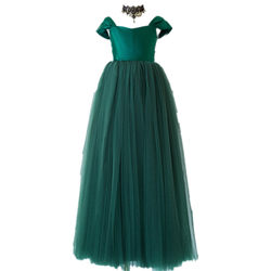 여자 짙은 녹색 이브닝 드레스 유럽과 미국의 고급 패션쇼