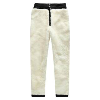 Wool lined velvet thickened genuine leather cotton pants for the elderly