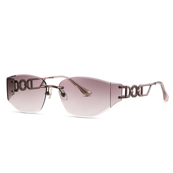 Vigo's rimless sunglasses for women, retro cat-eye, high-end fashion, sun protection and uv protection, men's sunglasses