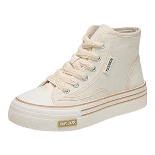 Canvas shoes high top small white shoes women's matching skirt 2023 spring and autumn new thick bottom casual old sports white sneakers