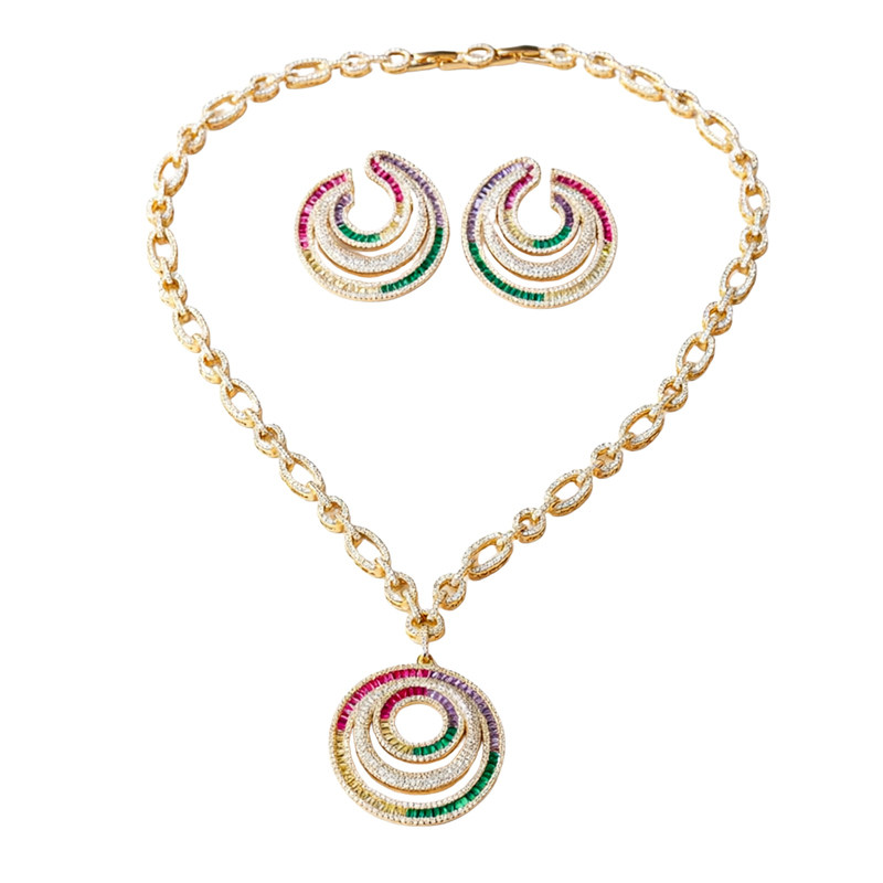 Ubedo Luxurious Full Diamond Colored Zirconia Jewelry Set