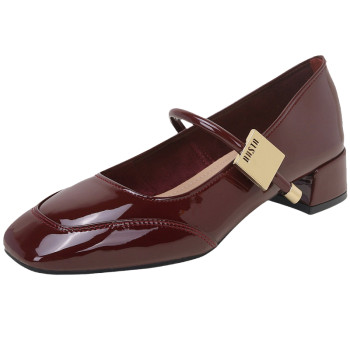 Dadong's temperament thick-heeled mary zhen single shoes