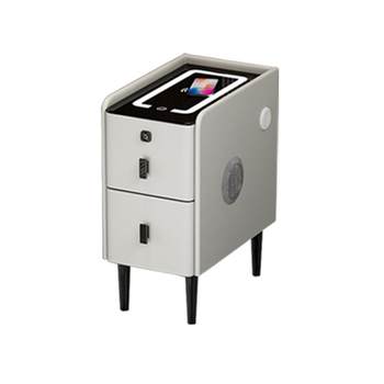 Ultra-narrow small smart bedside table multi-function wireless charging fingerprint lock simple modern light luxury solid wood narrow side cabinet
