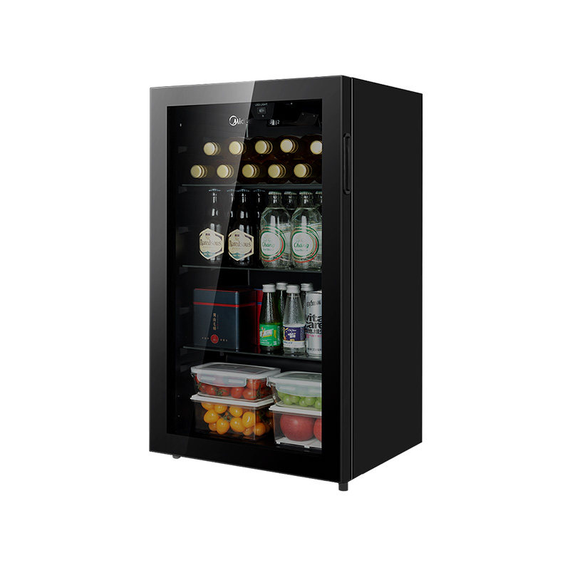 Midea Refrigeration Display Cabinet Home Ice Bar Fresh Cabinet Small Refrigerator 95L Transparent Glass Door Red Wine Freezer 45L