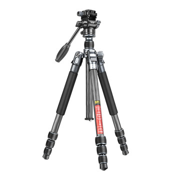Lightweight era q722ac carbon fiber slr camera tripod outdoor travel lightweight mobile phone bracket reflective storage hydraulic head professional photography tripod set