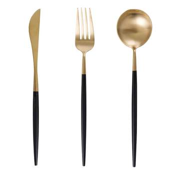 Ouding versatile black gold knife and fork long handle