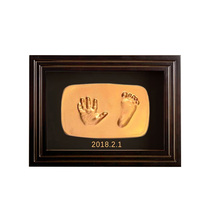 Baby ink mud handprints and footprints 100-day ceremony newborn baby umbilical cord newborn girl color solid wood photo frame