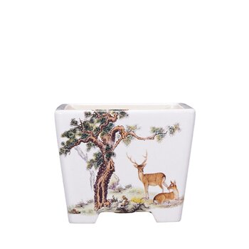 Purple sand flower pot large square bonsai pot painted sticker