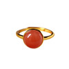 Natural south red agate ice red egg surface sterling silver inlaid ring women's south red ring jewelry