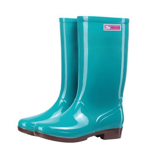 Women's high-top anti-skid water shoes waterproof mid-top rain boots