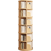 All solid wood rotating bookshelf floor-to-ceiling storage rack for home living room simple childrens one-piece wall picture book storage cabinet