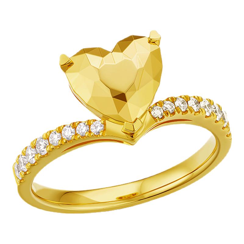 DR small gold heart gold ring proposal wedding love gift