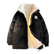 Reversible cotton-padded jacket for men in winter 2023 new trendy American style velvet thickened cotton-padded jacket lambswool cotton-padded jacket
